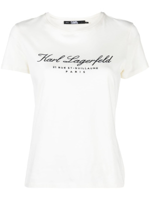 

Embroidered-logo short-sleeve T-shirt, Karl Lagerfeld Embroidered-logo short-sleeve T-shirt