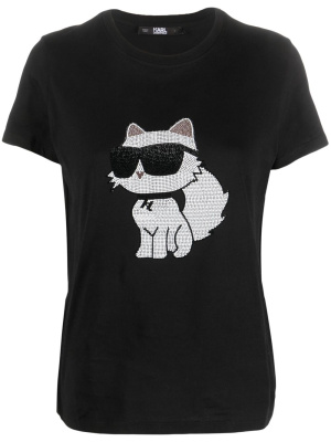 

Cat-print cotton T-shirt, Karl Lagerfeld Cat-print cotton T-shirt