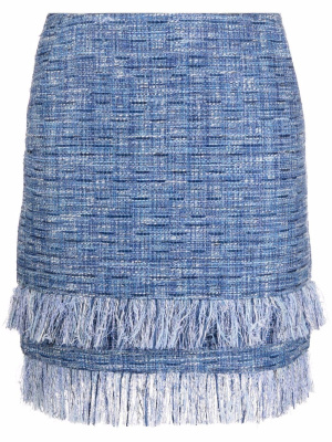 

Fringed bouclé mini skirt, Karl Lagerfeld Fringed bouclé mini skirt