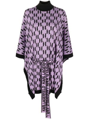 

Logo intarsia belted cape, Karl Lagerfeld Logo intarsia belted cape