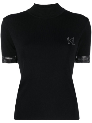 

Rhinestone short-sleeve knitted top, Karl Lagerfeld Rhinestone short-sleeve knitted top