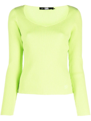 

Long-sleeve scoop-neck top, Karl Lagerfeld Long-sleeve scoop-neck top