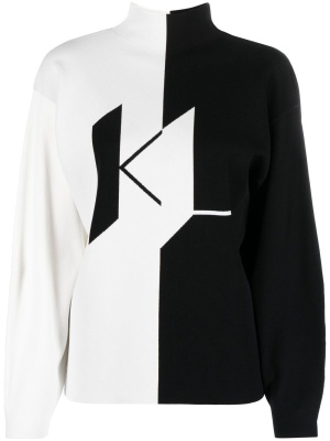 

Monogram-jacquard two-tone jumper, Karl Lagerfeld Monogram-jacquard two-tone jumper