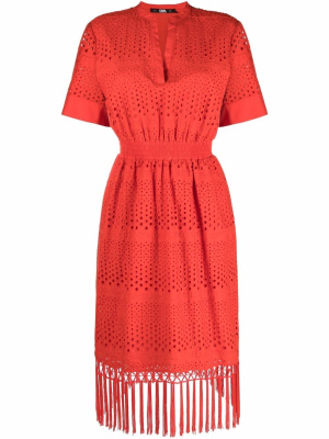 

Tassel-detail short-sleeve dress, Karl Lagerfeld Tassel-detail short-sleeve dress