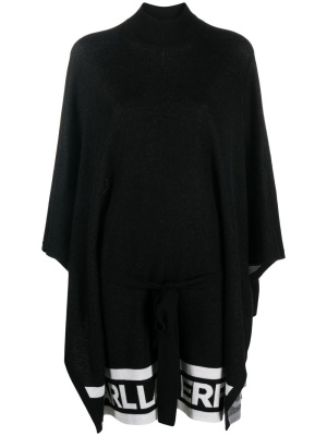 

Intarsia-logo knitted poncho, Karl Lagerfeld Intarsia-logo knitted poncho