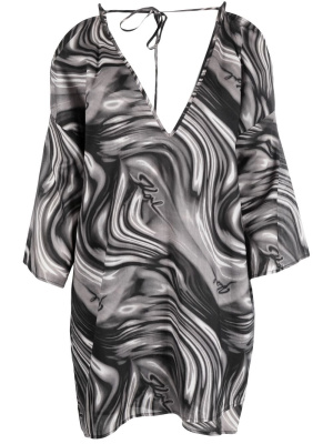 

Swirl-print mini kaftan dress, Karl Lagerfeld Swirl-print mini kaftan dress