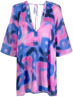 

Abstract-print cotton kaftan dress, Karl Lagerfeld Abstract-print cotton kaftan dress