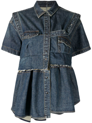 

Ripped-detail short-sleeve shirt, Sacai Ripped-detail short-sleeve shirt
