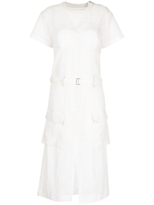 

Logo-embroidered A-line dress, Sacai Logo-embroidered A-line dress