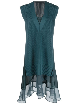 

Sheer-panel sleeveless dress, Sacai Sheer-panel sleeveless dress
