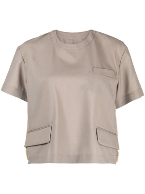 

Pleat-detail short-sleeve T-shirt, Sacai Pleat-detail short-sleeve T-shirt