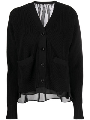 

Satin-panel cotton-blend cardigan, Sacai Satin-panel cotton-blend cardigan