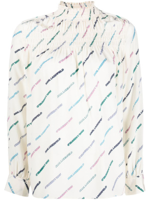 

Logo-print silk blouse, Karl Lagerfeld Logo-print silk blouse