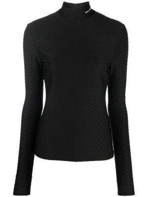 

Logo-embroidered textured long-sleeved top, Karl Lagerfeld Logo-embroidered textured long-sleeved top