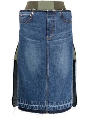 

Layered-effect denim skirt, Sacai Layered-effect denim skirt