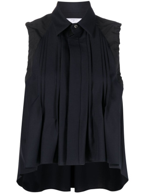 

Pleat-detail sleeveless shirt, Sacai Pleat-detail sleeveless shirt