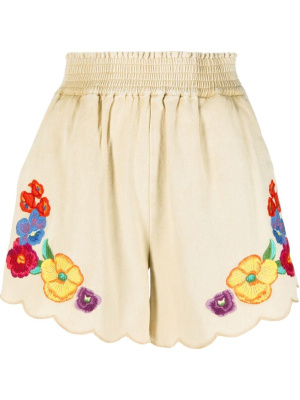 

Floral-embroidered scalloped shorts, TWINSET Floral-embroidered scalloped shorts
