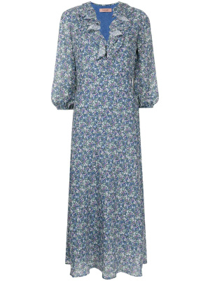 

Floral-print ruffled long dress, TWINSET Floral-print ruffled long dress