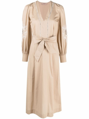 

Embroidered cotton midi dress, TWINSET Embroidered cotton midi dress