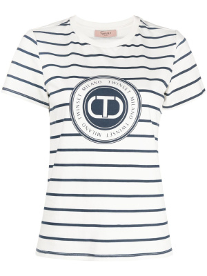 

Logo-print striped T-shirt, TWINSET Logo-print striped T-shirt