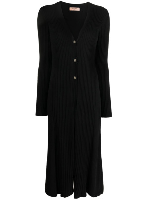 

Ribbed-knit V-neck cardi-coat, TWINSET Ribbed-knit V-neck cardi-coat