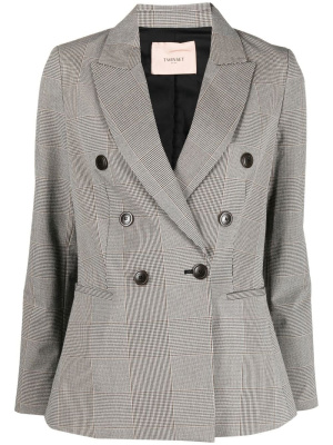 

Double-breasted checked blazer, TWINSET Double-breasted checked blazer