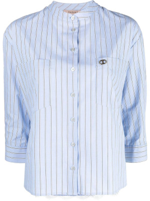 

Stripe-print lace-trim shirt, TWINSET Stripe-print lace-trim shirt