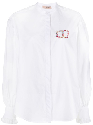 

Collarless long-sleeved shirt, TWINSET Collarless long-sleeved shirt