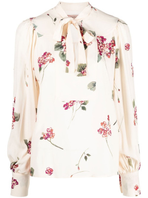 

Floral-print pussy-bow blouse, TWINSET Floral-print pussy-bow blouse