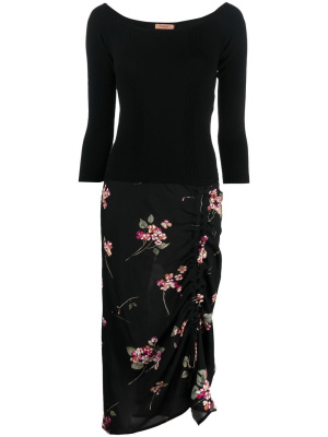 

Draped floral-print midi dress, TWINSET Draped floral-print midi dress