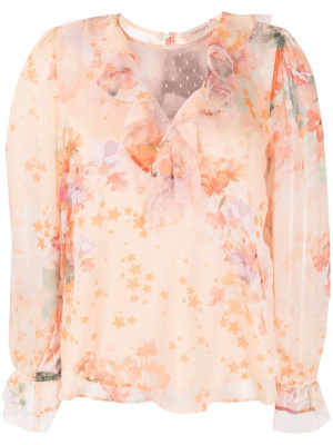 

Ruffled floral-print blouse, TWINSET Ruffled floral-print blouse