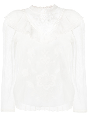 

Embroidered mesh blouse, TWINSET Embroidered mesh blouse