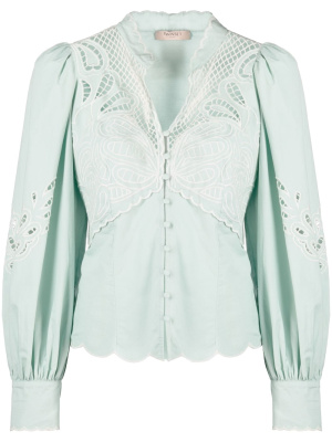 Perforated paisley-detail poplin shirt, TWINSET Perforated paisley-detail poplin shirt