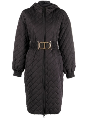 

Logo-belt quilted coat, TWINSET Logo-belt quilted coat
