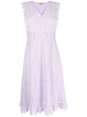 

Embroidered ruffle-trim dress, TWINSET Embroidered ruffle-trim dress