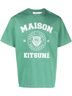 

Logo-print crew-neck T-shirt, Maison Kitsuné Logo-print crew-neck T-shirt