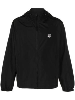 

Logo-patch zip-up jacket, Maison Kitsuné Logo-patch zip-up jacket