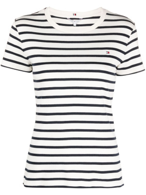 

Logo-embroidered striped T-shirt, Tommy Hilfiger Logo-embroidered striped T-shirt
