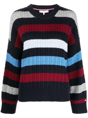 

Striped cable-knit jumper, Tommy Hilfiger Striped cable-knit jumper