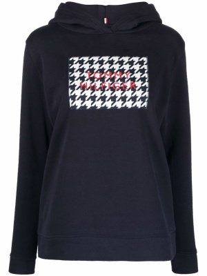 

Dogtooth-logo patch hoodie, Tommy Hilfiger Dogtooth-logo patch hoodie
