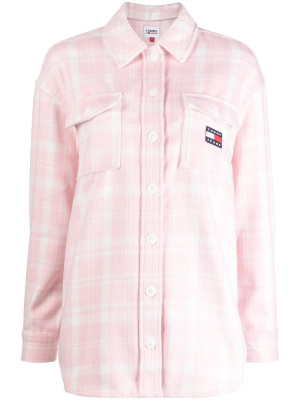 

Plaid-check recycled-polyester blend overshirt, Tommy Hilfiger Plaid-check recycled-polyester blend overshirt