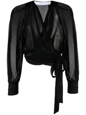 

Semi-sheer cropped wrap top, IRO Semi-sheer cropped wrap top