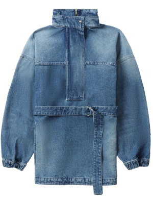 

Tied-waist high-neck denim jacket, IRO Tied-waist high-neck denim jacket