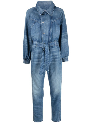 

Belted-waist denim jumpsuit, IRO Belted-waist denim jumpsuit