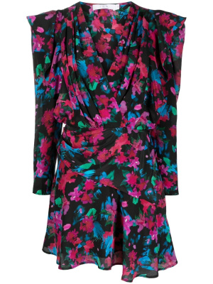 

Floral-print V-neck silk minidress, IRO Floral-print V-neck silk minidress