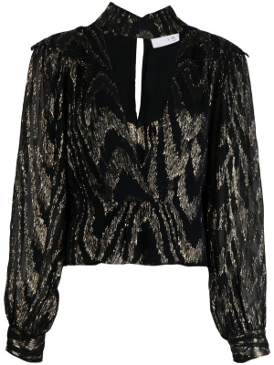 

Lila metallic-jacquard plunging blouse, IRO Lila metallic-jacquard plunging blouse