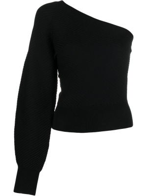 

One-shoulder ribbed blouse, IRO One-shoulder ribbed blouse