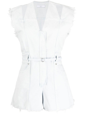 

Cut-out distressed denim playsuit, IRO Cut-out distressed denim playsuit