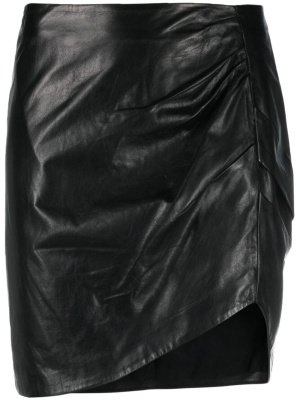 

Ruched side-slit leather skirt, IRO Ruched side-slit leather skirt