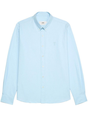 

Logo-embroidered cotton shirt, AMI Paris Logo-embroidered cotton shirt